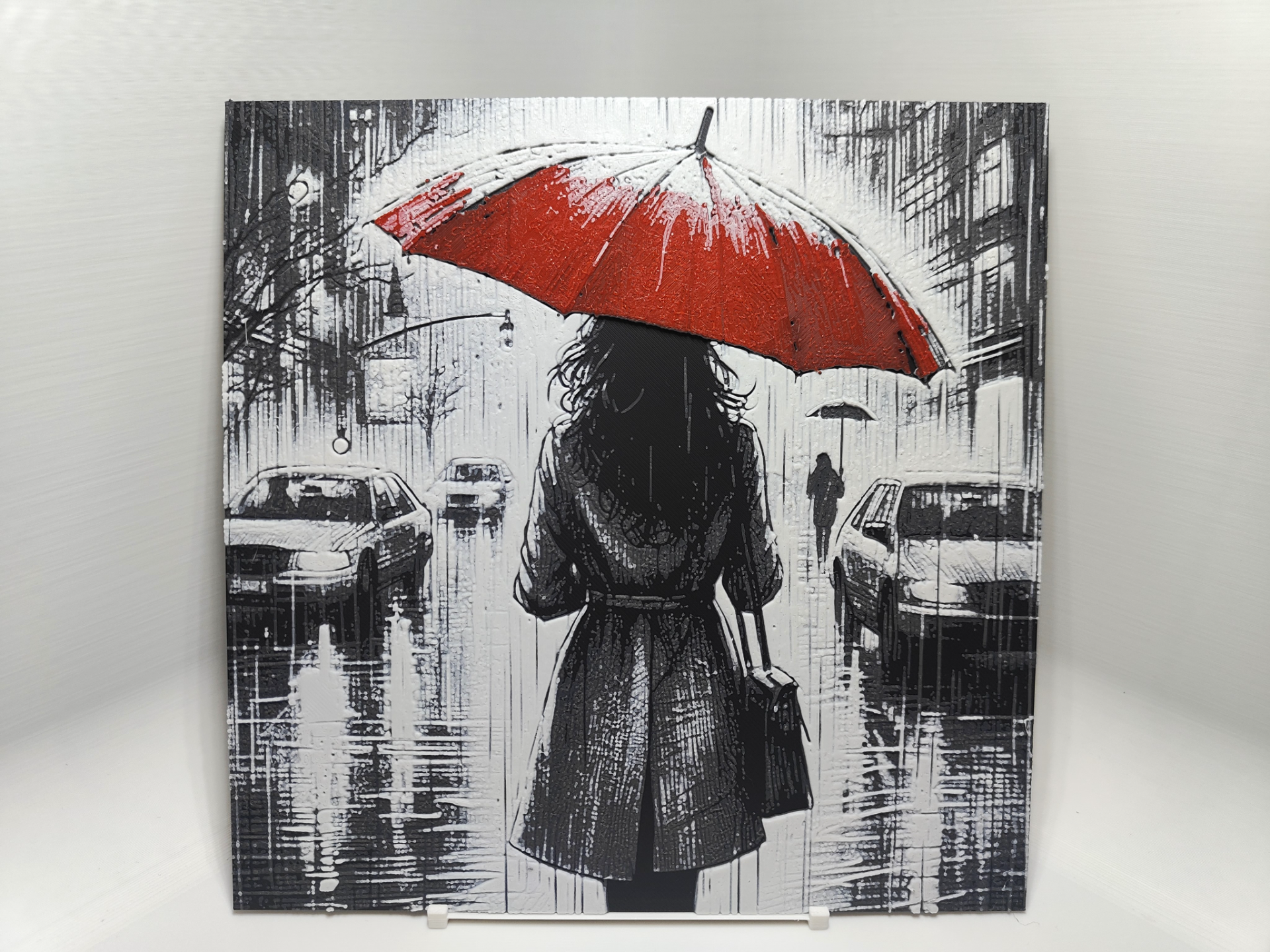 Woman in rain - Hueforge