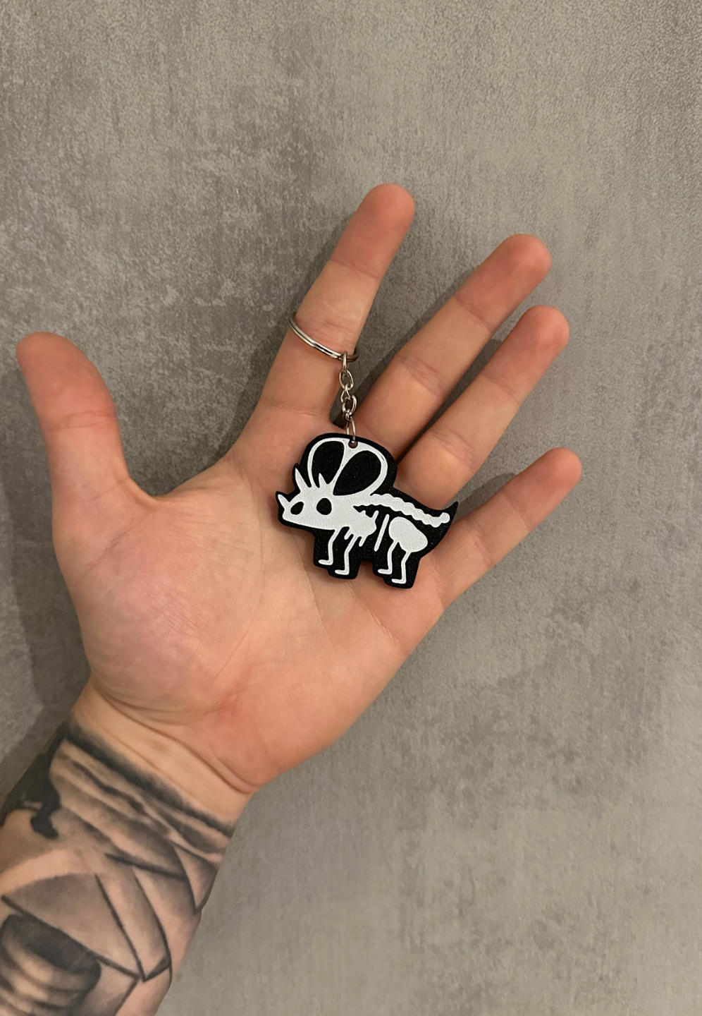 Triceraptor Skeleton Keychain Dinosaur