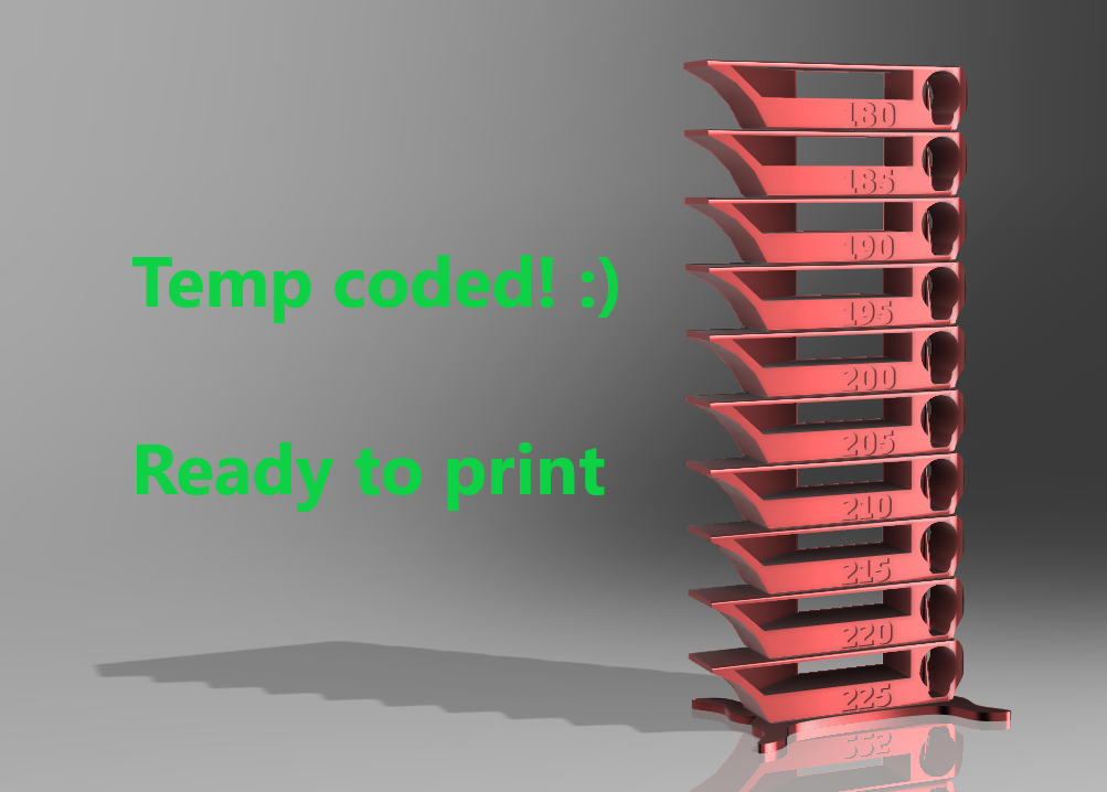 Temperature tower PLA from 180 to 225