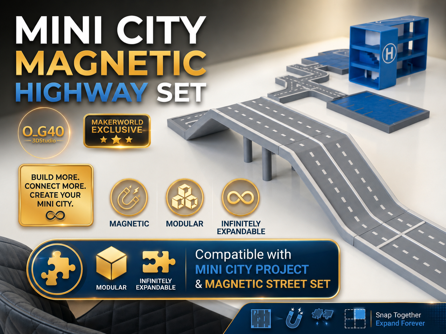 Magnetic Highway & Bridge System for MiniCity AMS