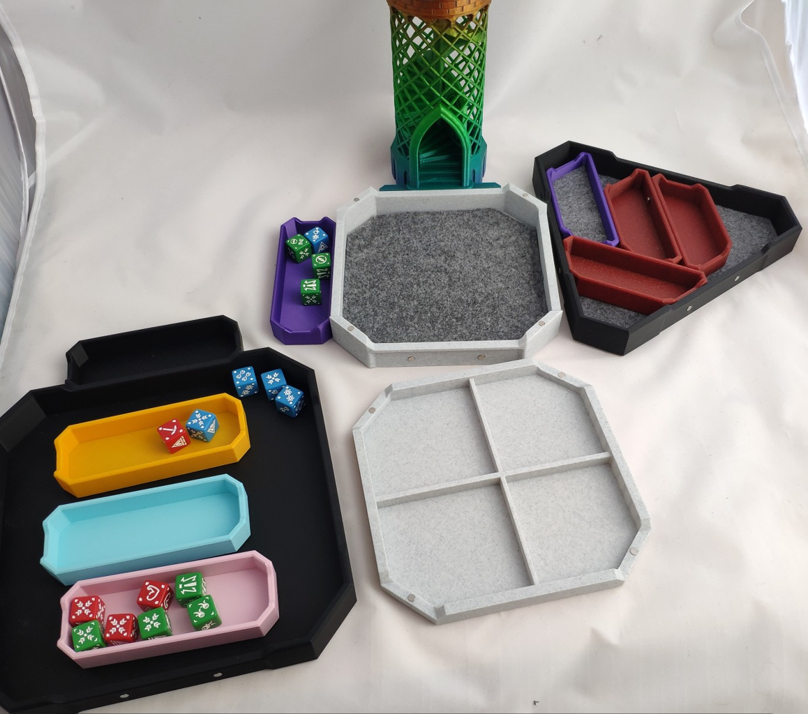 Dice Tray with optional Dice Tower and Side Trays