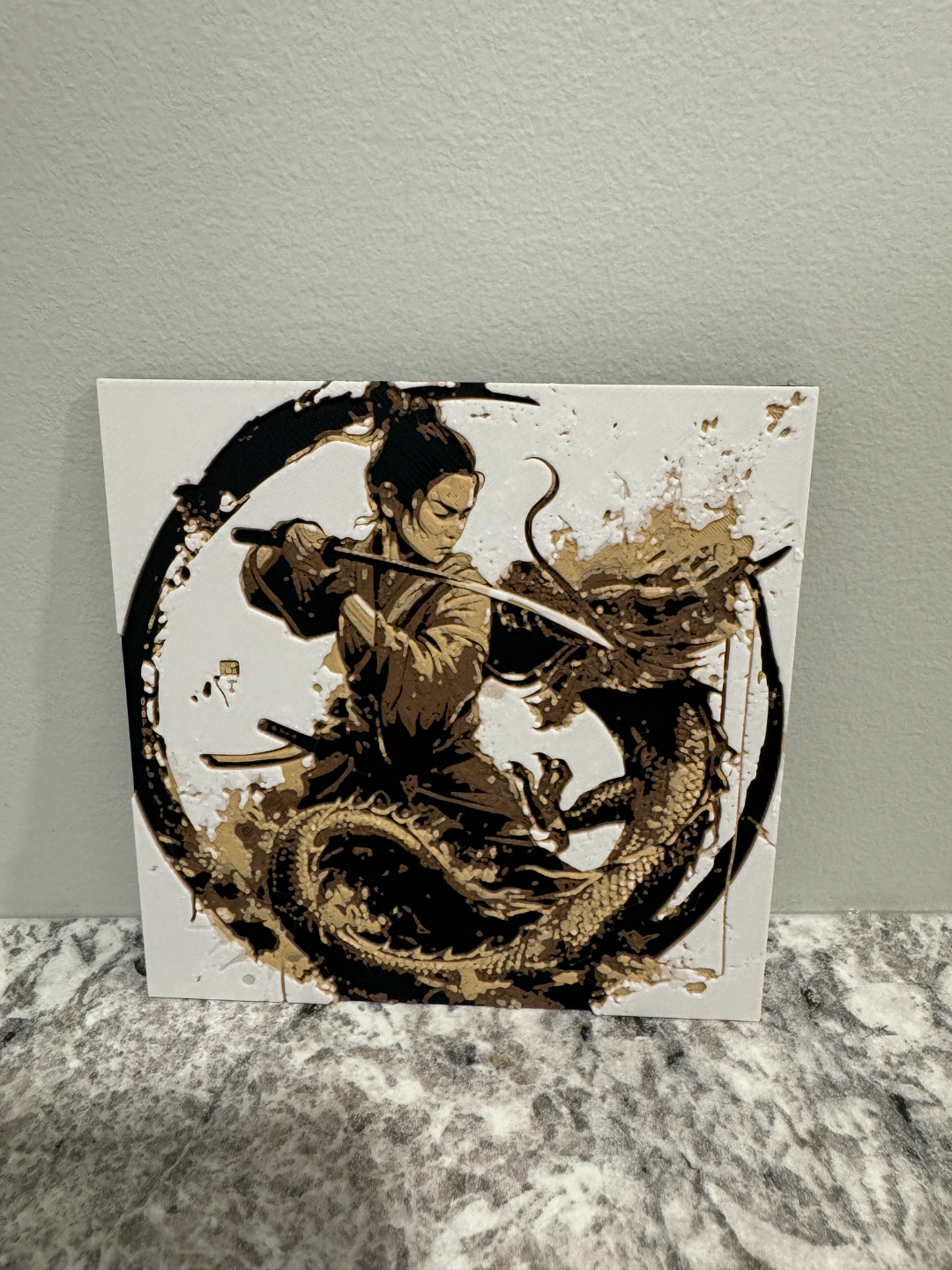 Samurai vs Dragon - Hueforge 100x100