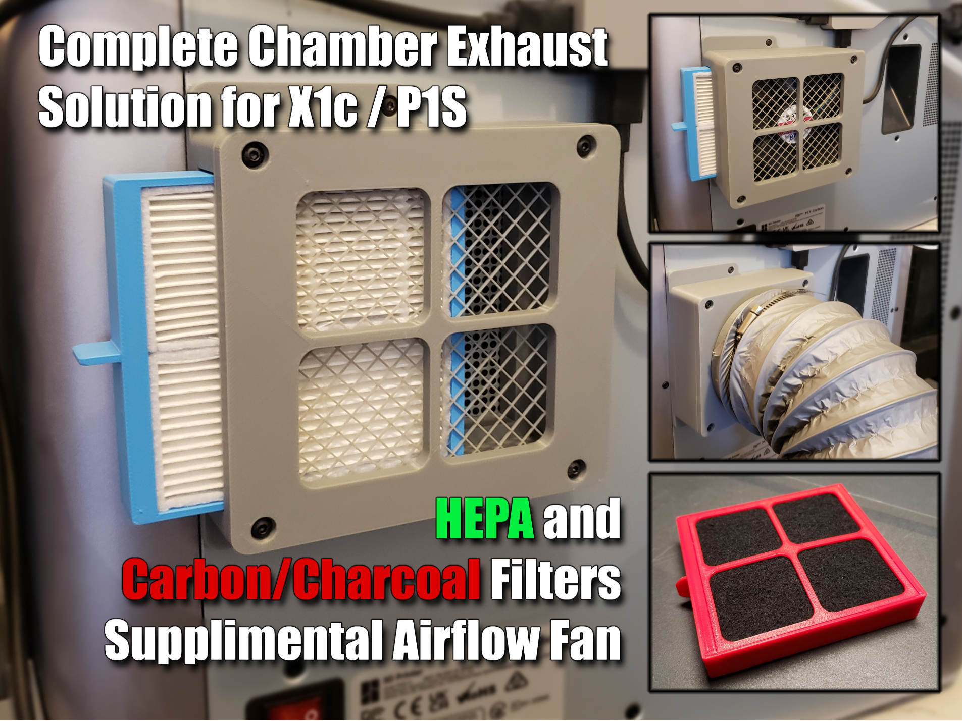 X1C Chamber Exhaust System HEPA/Carbon Filter Fan