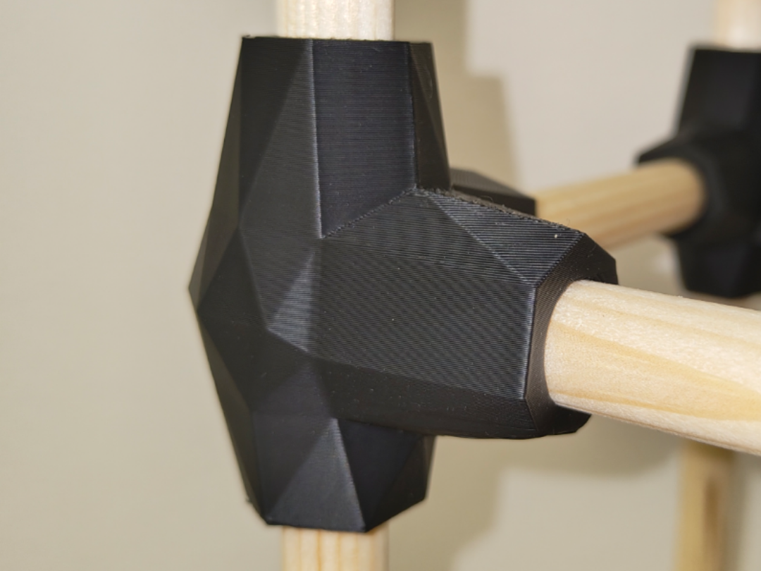 Low Poly 3-Way Corner Connector (15mm Rods)