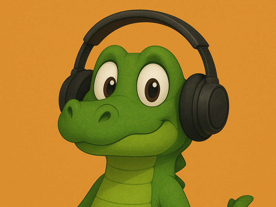 Coccodrillo Cartoon con Cuffie – Modello 3D