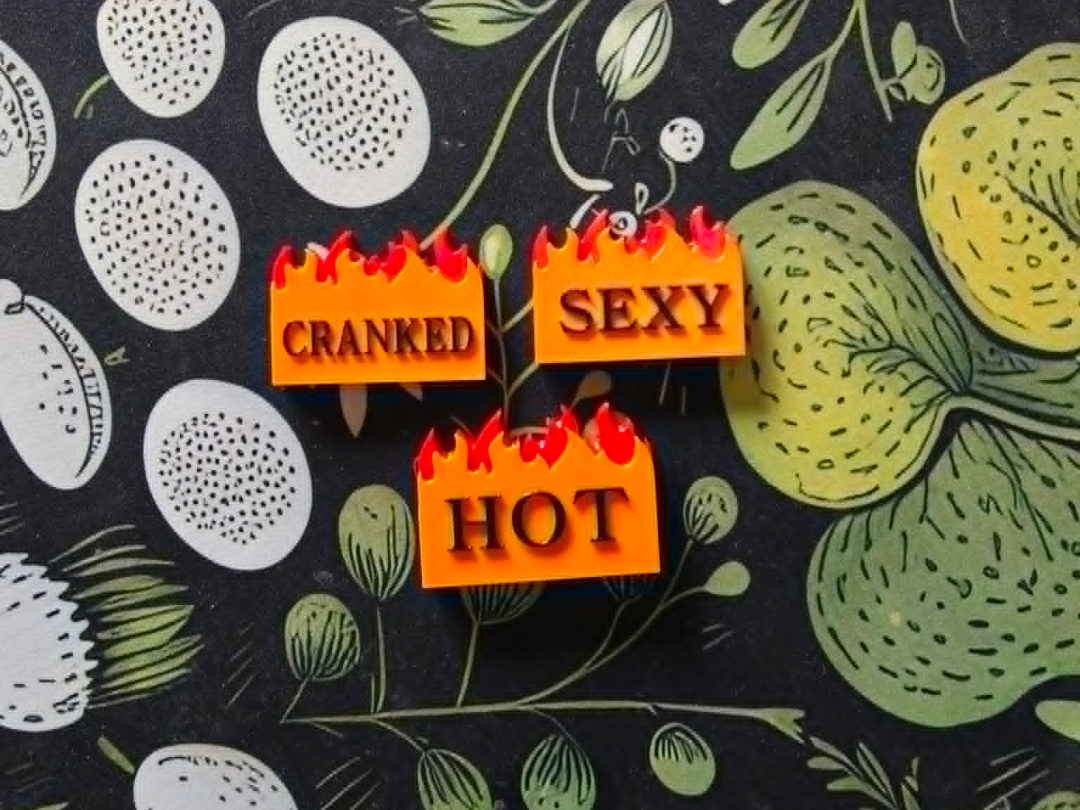 Flame Charm (text customizable)