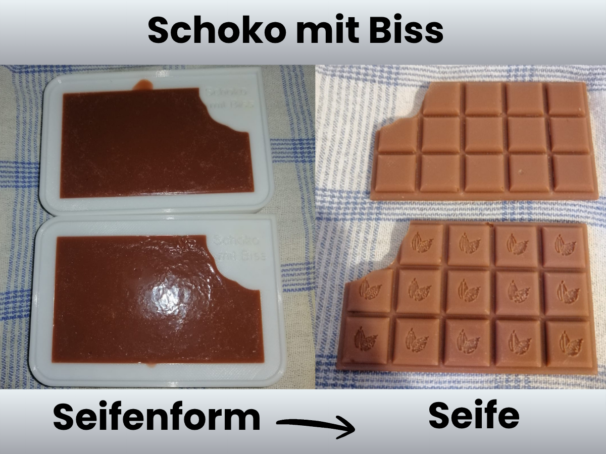 Angebissene Schokoladentafel – Gießform für Seife
