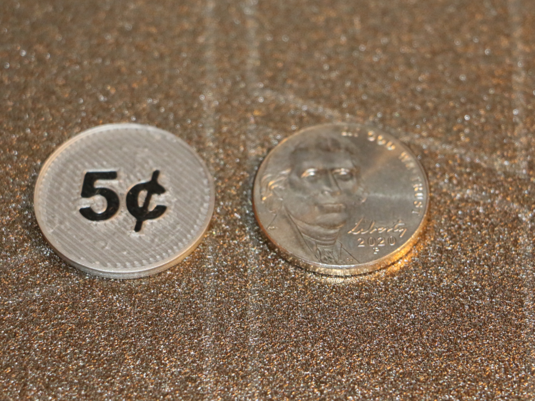 US Nickel Perfectly Sized with Amount