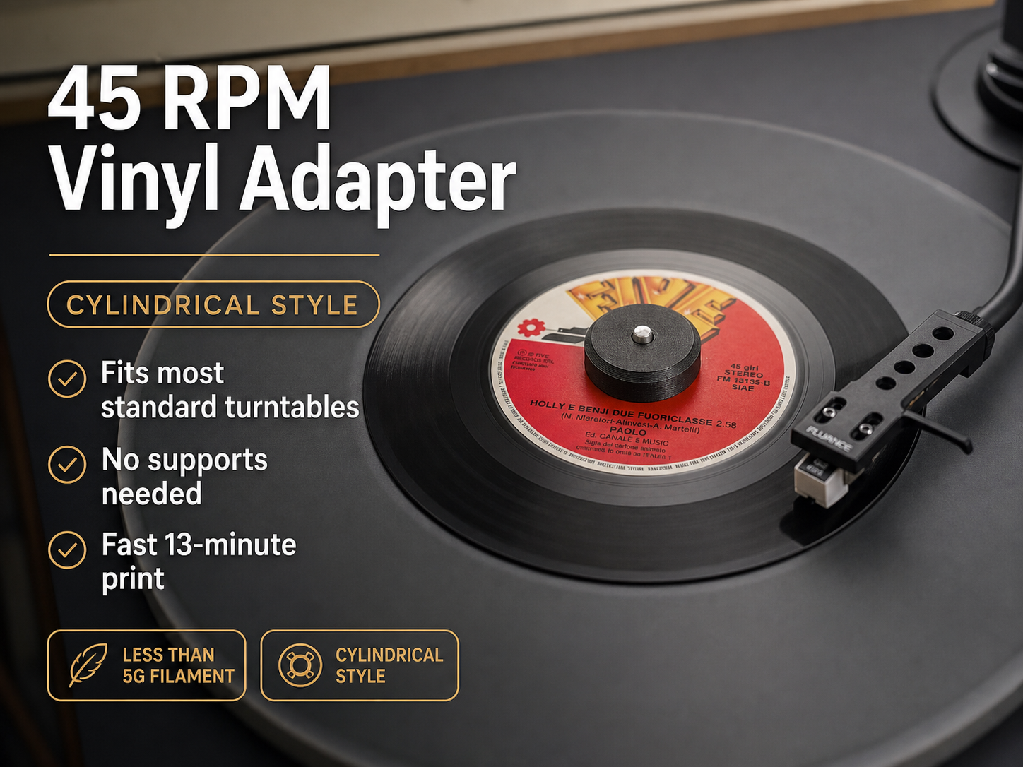 45 RPM Vinyl Adapter – Cylindrical Style