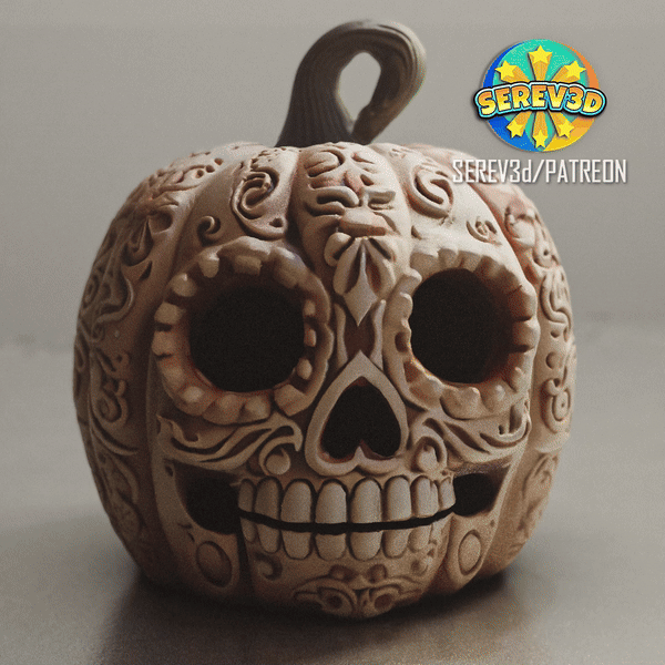 Day of the Dead Halloween Pumpkin - Lamp-SEREV3d