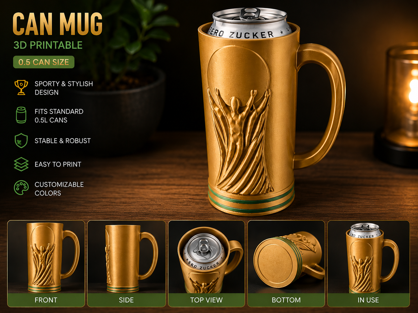 Getränkehalter für 0,5-Liter-Dosen WM Pokal-Design