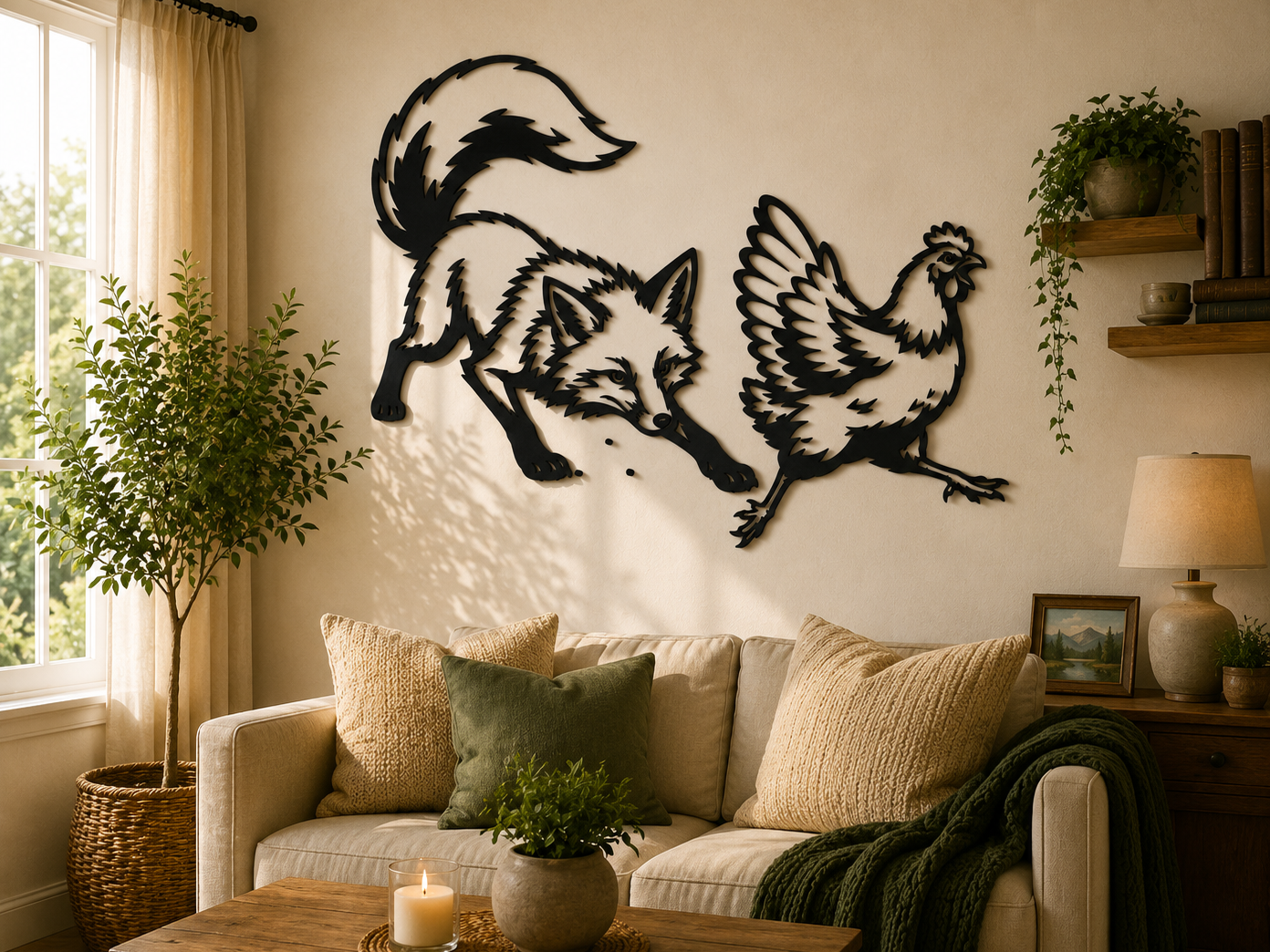 Fox Hunting Chicken 2D Wall Art