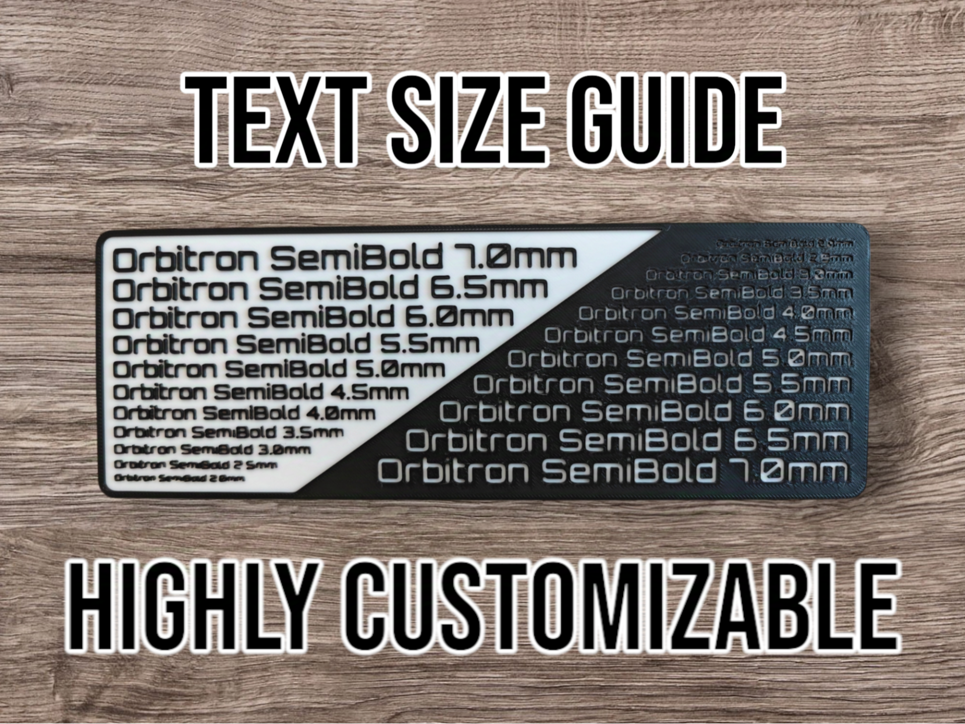 Customizable text size guide