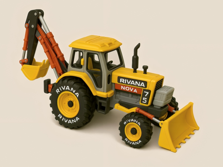 Yellow Soviet Era Tractor With Backhoe