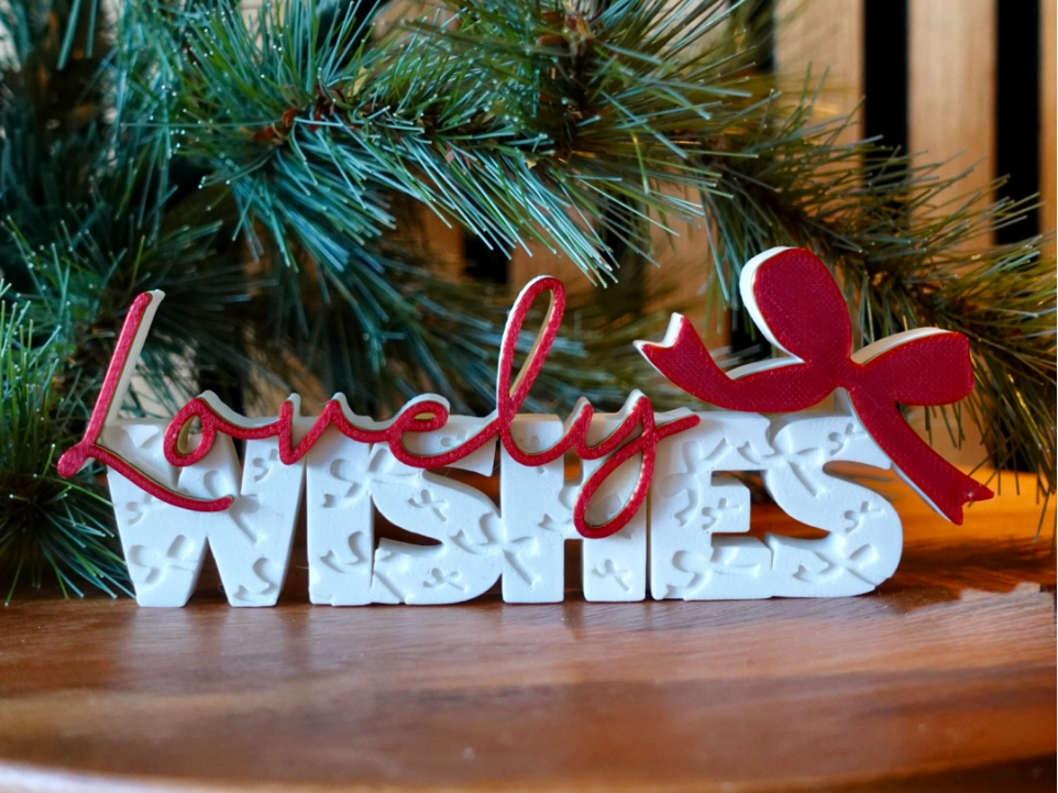 Woordbeeld - Lovely wishes met strik