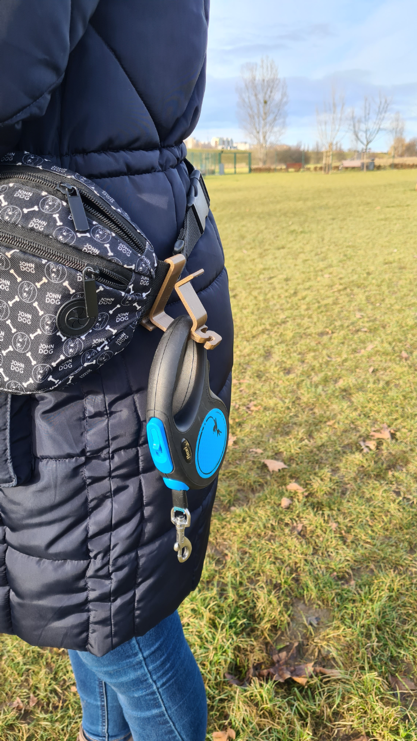 Dog leash poop bag holder