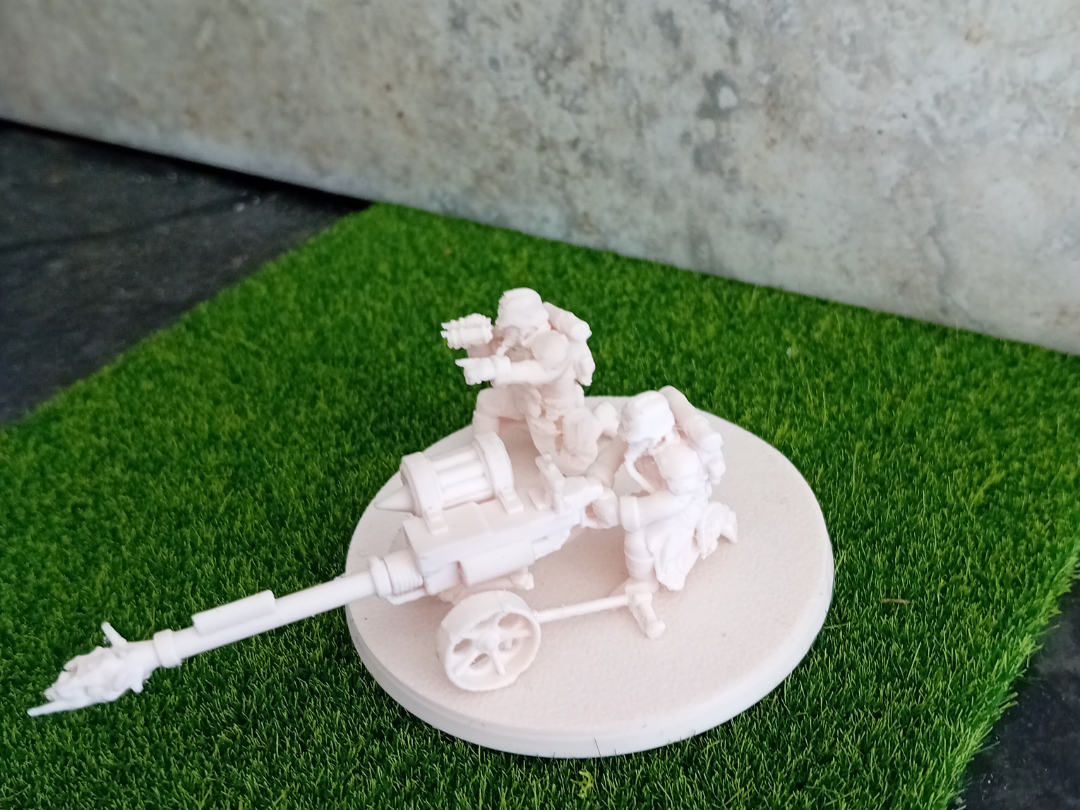 ww1 artillery-grimdark gasmask troops Auto cannon