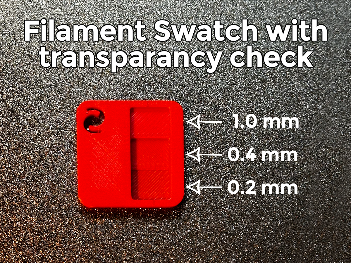 Filament Swatch with transparancy check
