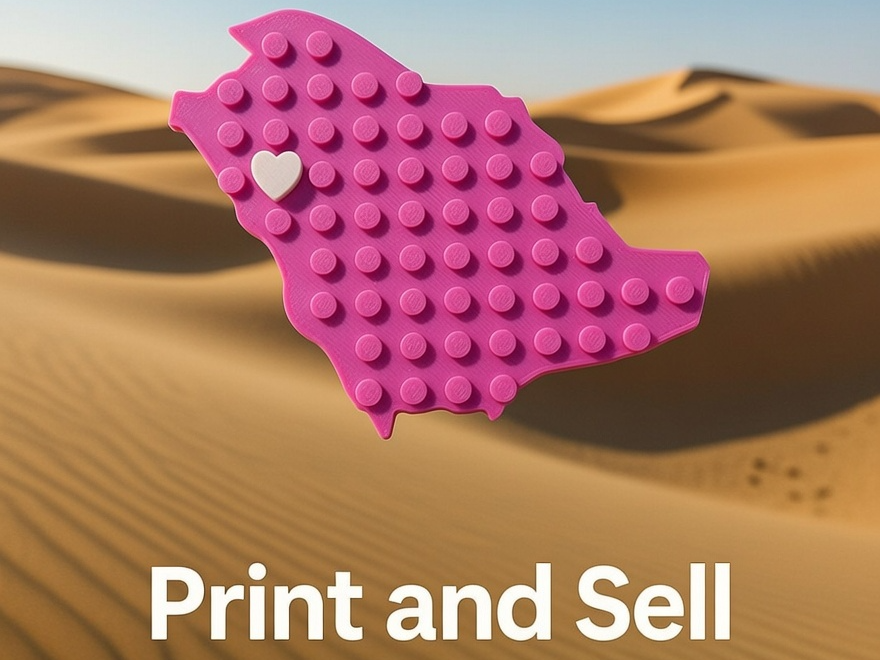 Saudi Arabia Brick magnet with movable heart