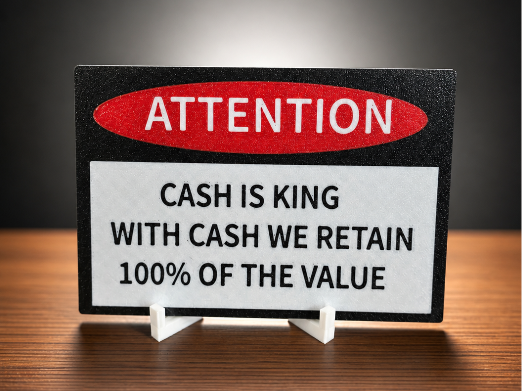 CASH IS KING SIGN