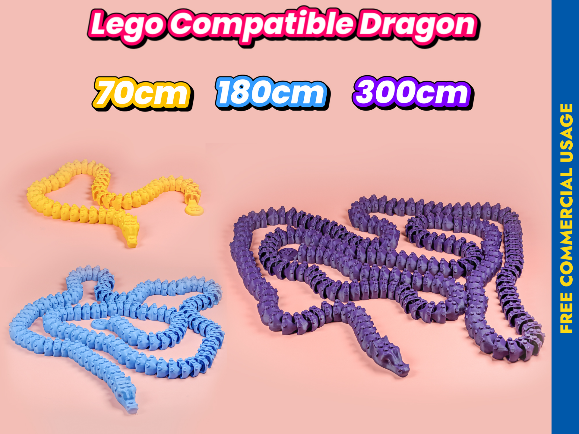 Legos Studded Articulated Dragon 300cm|180cm|70cm
