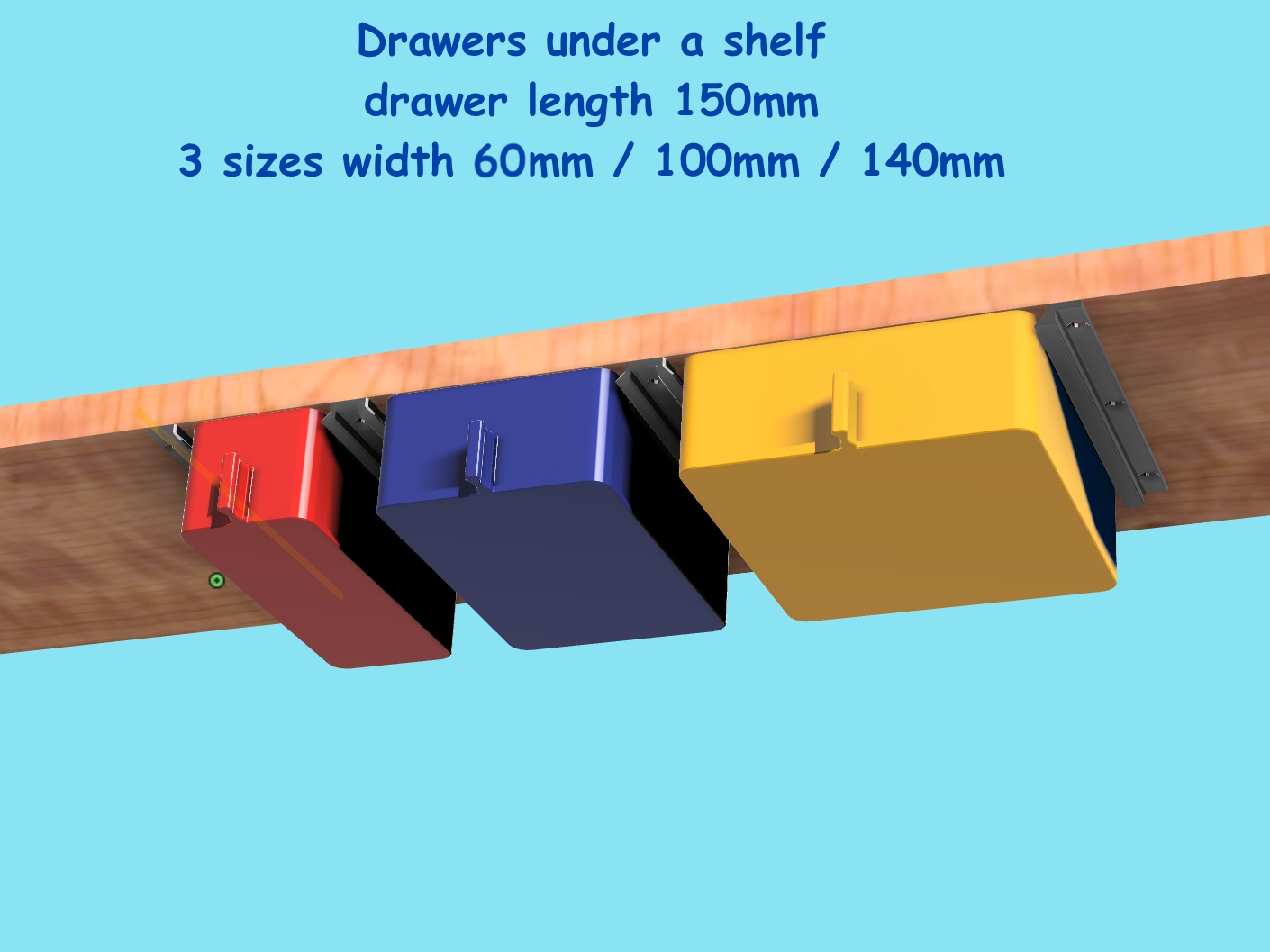 Drawer on the underside of a shelf