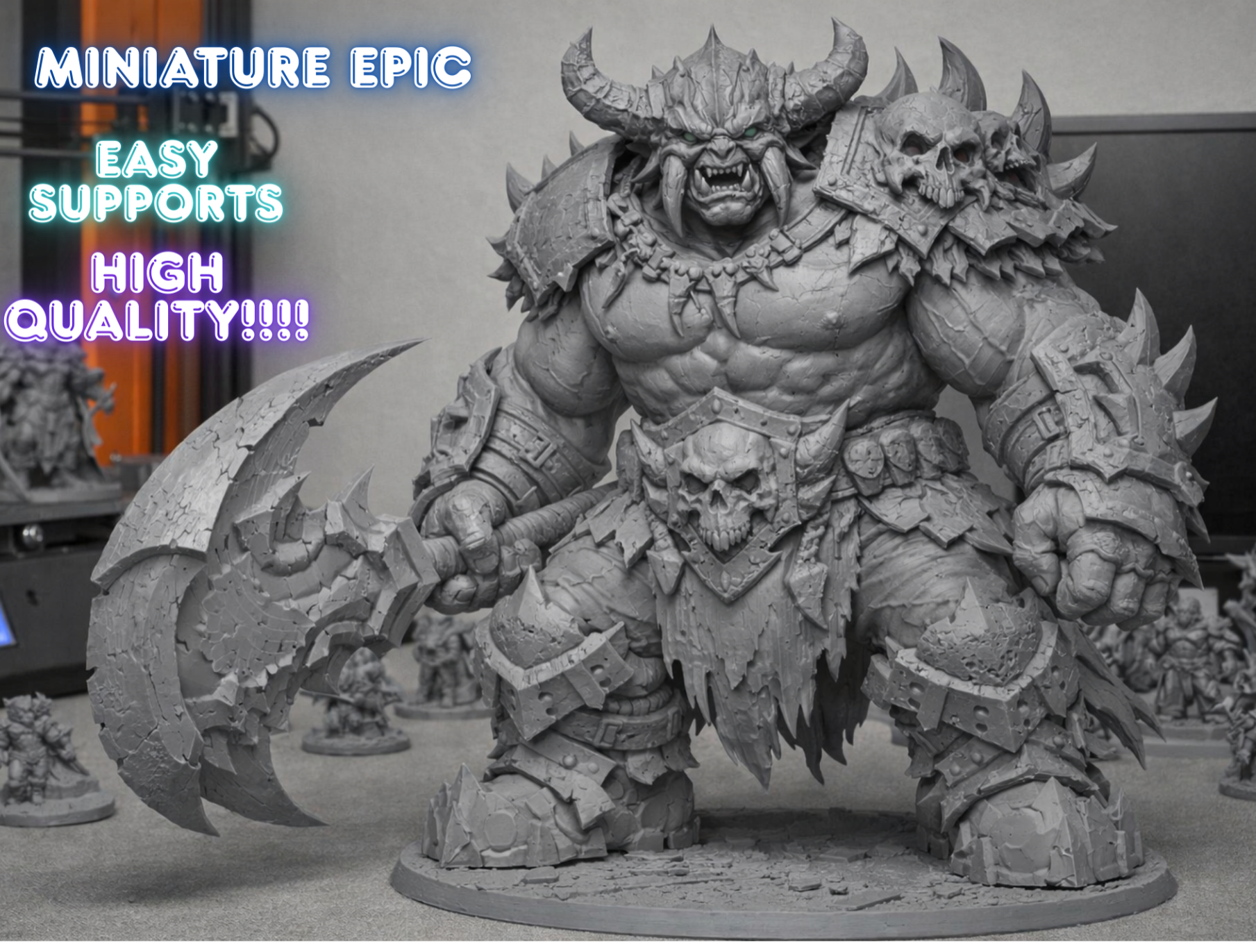 Miniatura fantasy di orco con ascia