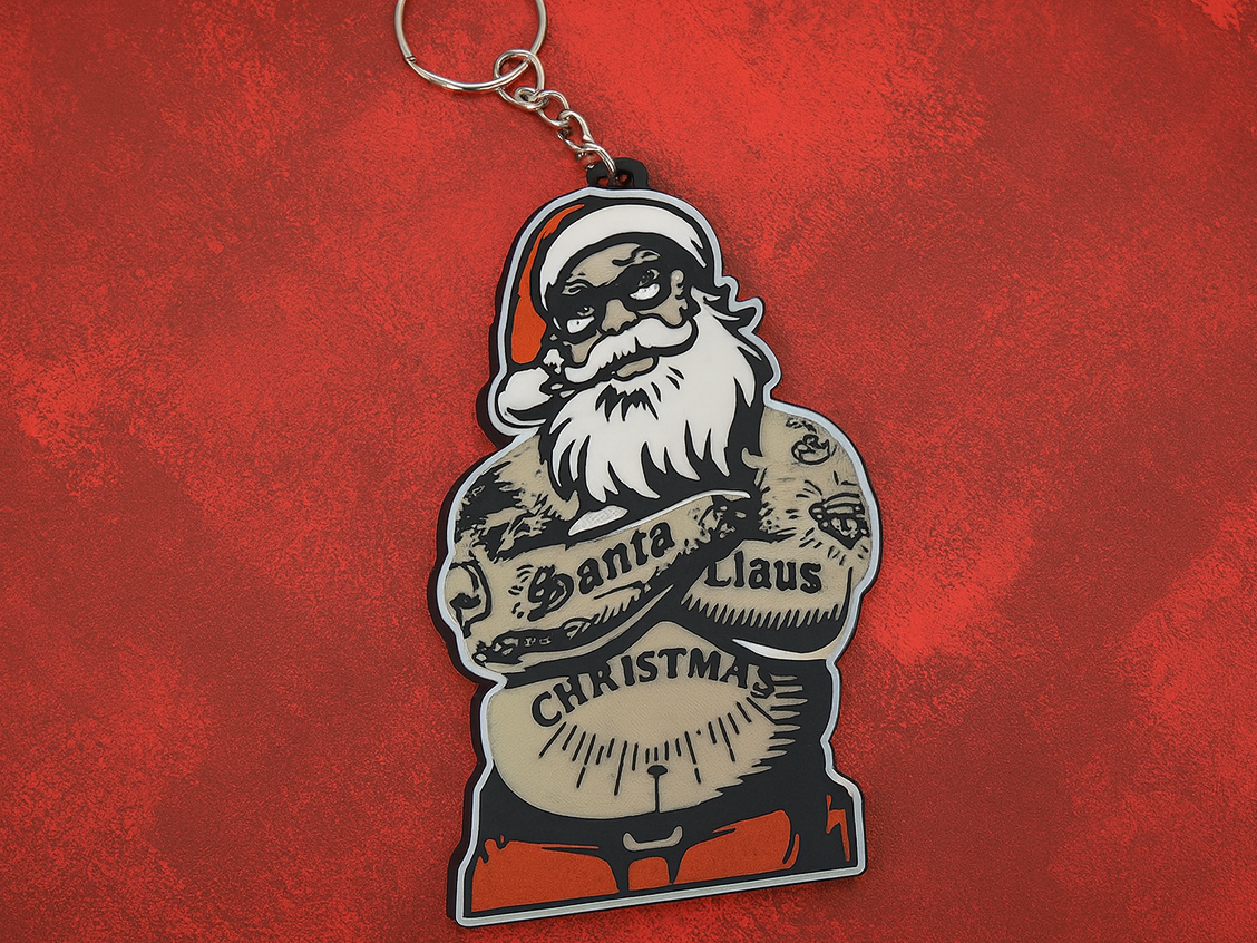 Tattooed Santa Keychain