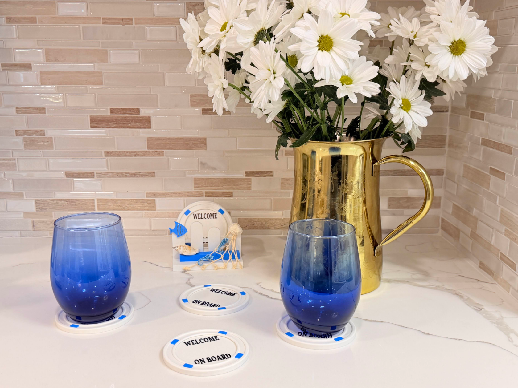 Coaster holder + coaster sea themed