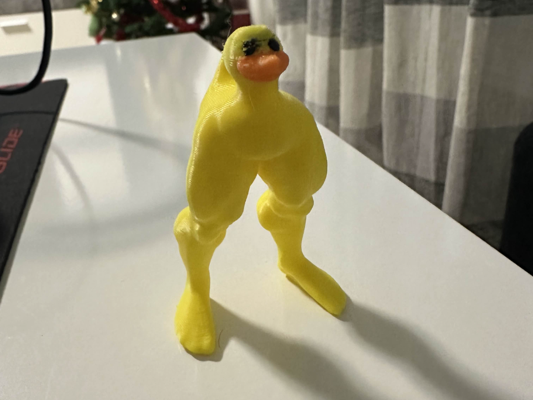 pato con piernas musculosas