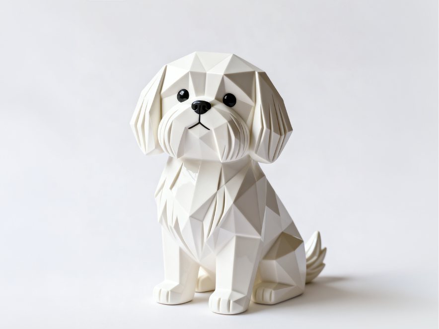6cm Shih Tzu Mini Figurine – White PLA Dog Puppy