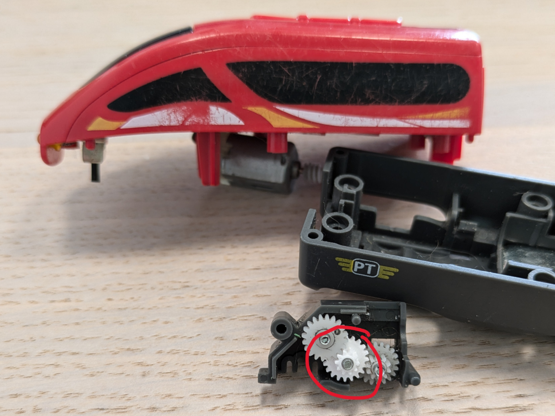Gear replacement for Playtive train
