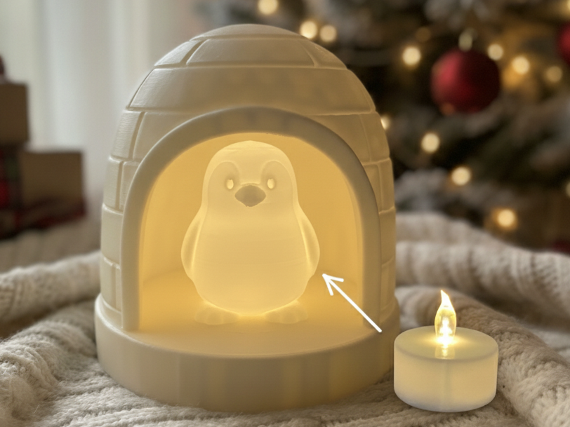 Arctic Glow Penguin Tea Light Lantern