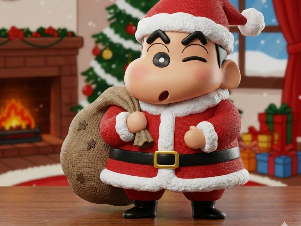 Santa Shin Chan Keychain