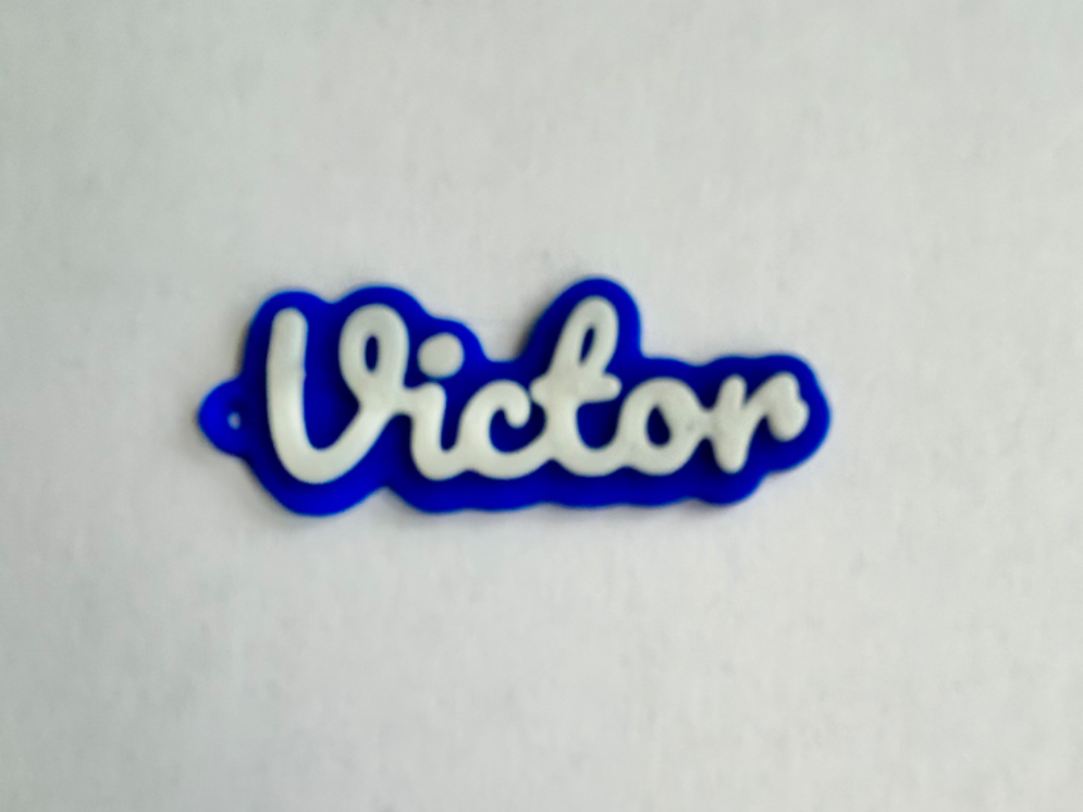 Victor 3d printed name keychain personalized