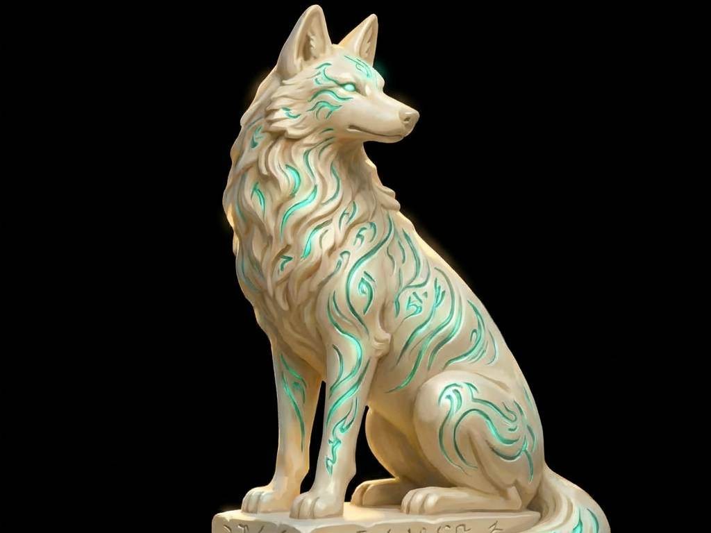 Etched Wolf Statue
