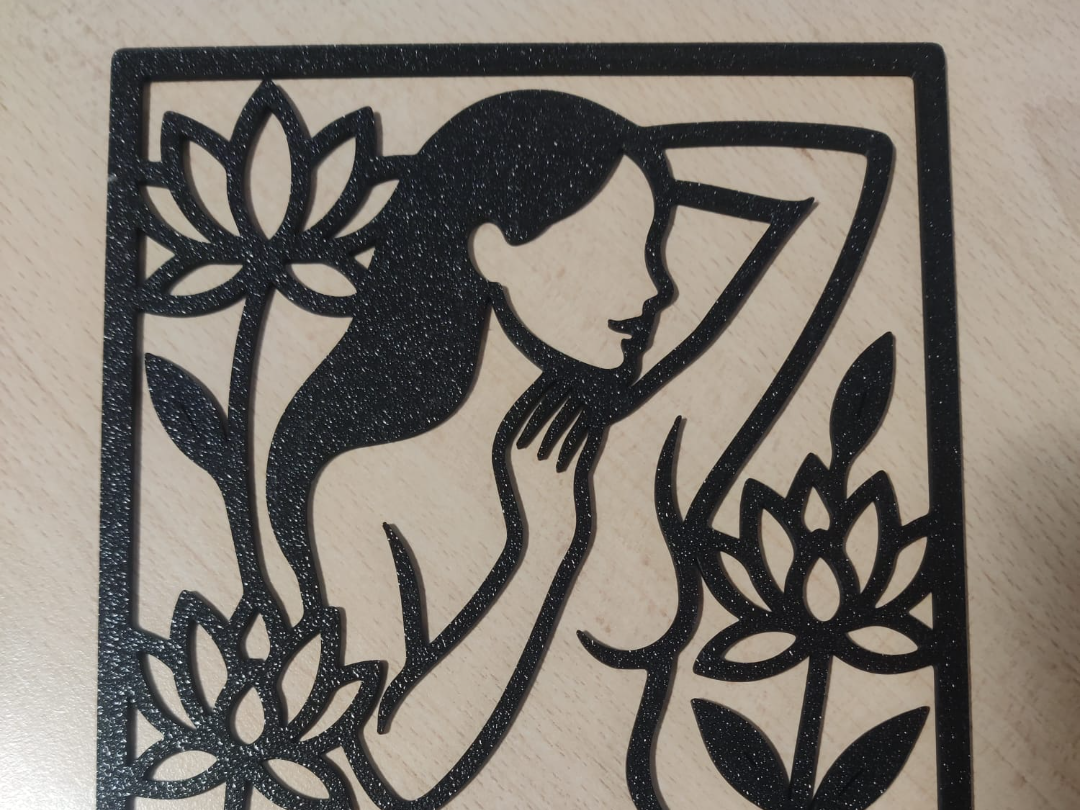 Girl silhouette with lotus flowers