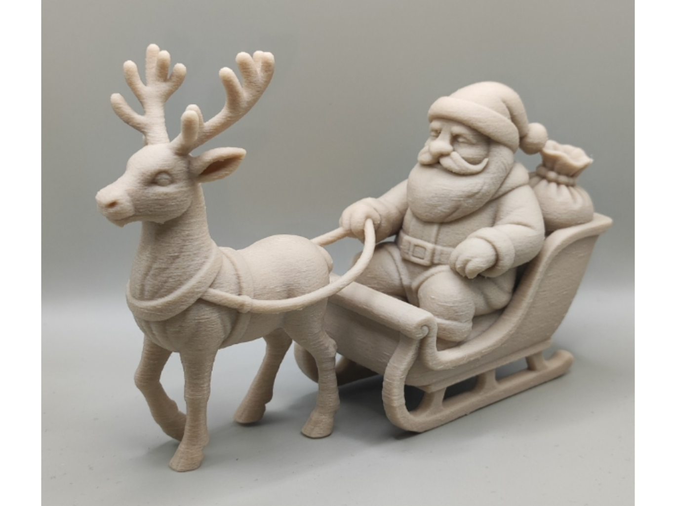 reindeer, sleigh, Santa Claus v2 figurine