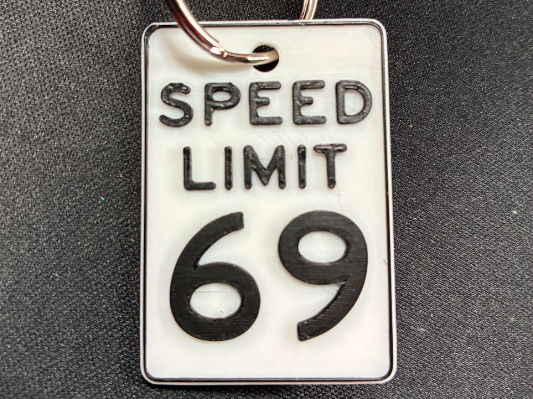 Speed Limit 69 mph keychain
