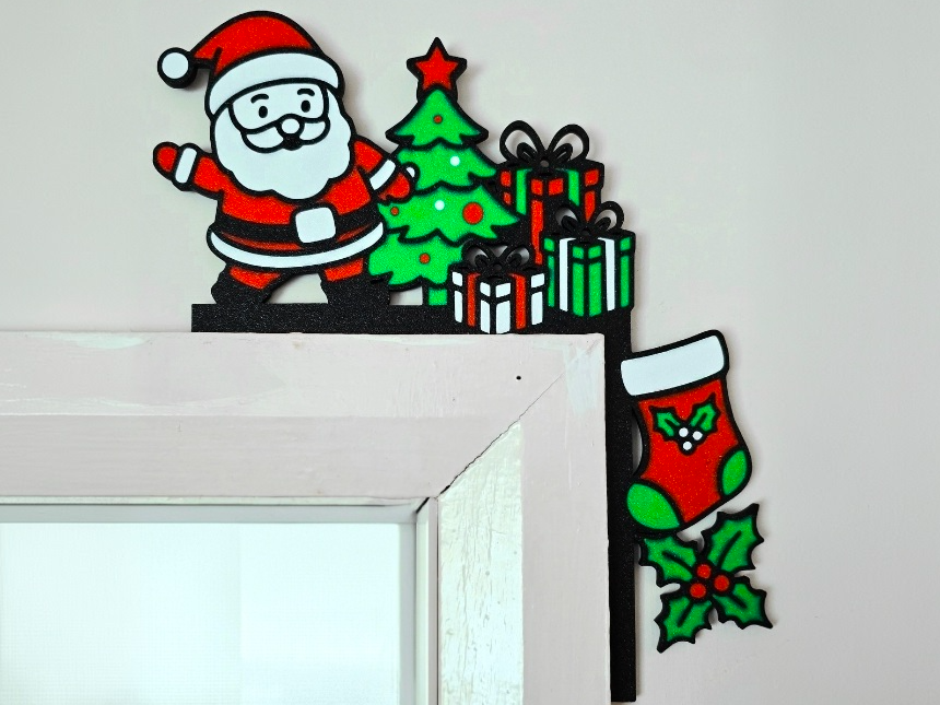 christmas door corner santa and gifts