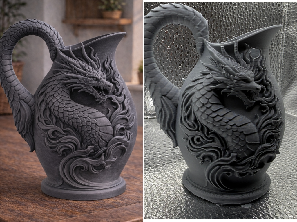 Dragon Jug Vase Fantasy Relief Mythical Creature