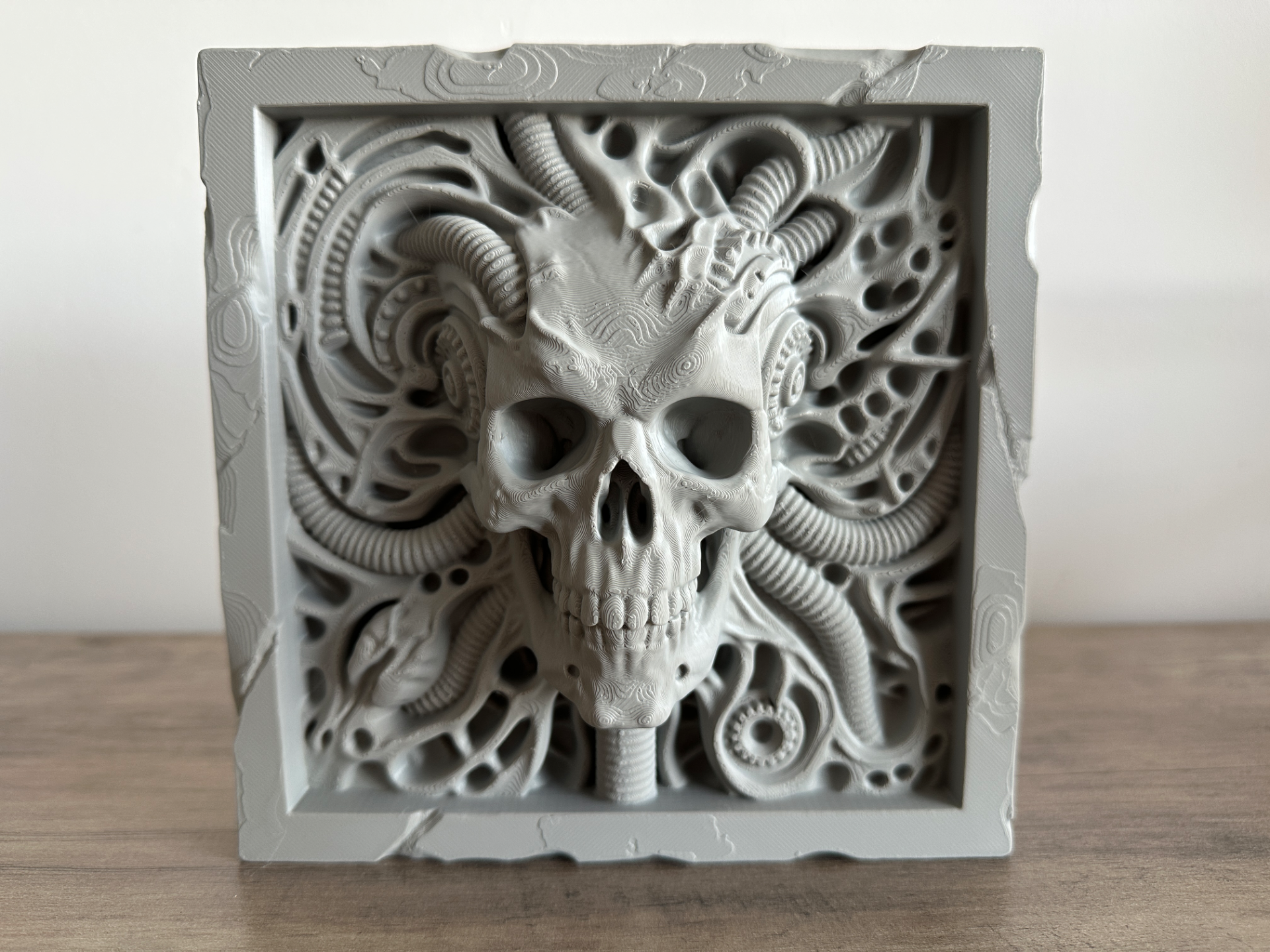 Biomechanical skull relief