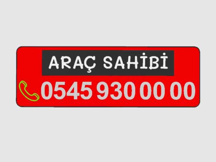 Özelleştirilebilir Araç Numara Kartı