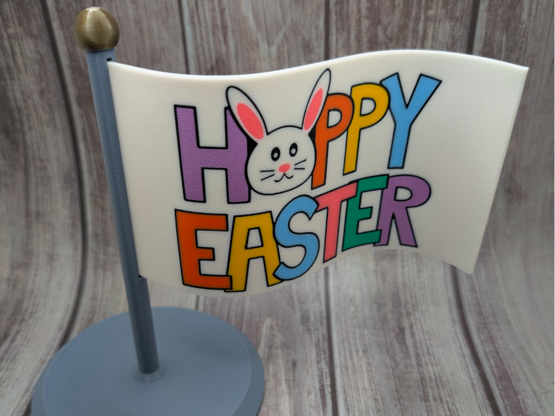 Happy Easter w Bunny Face flag