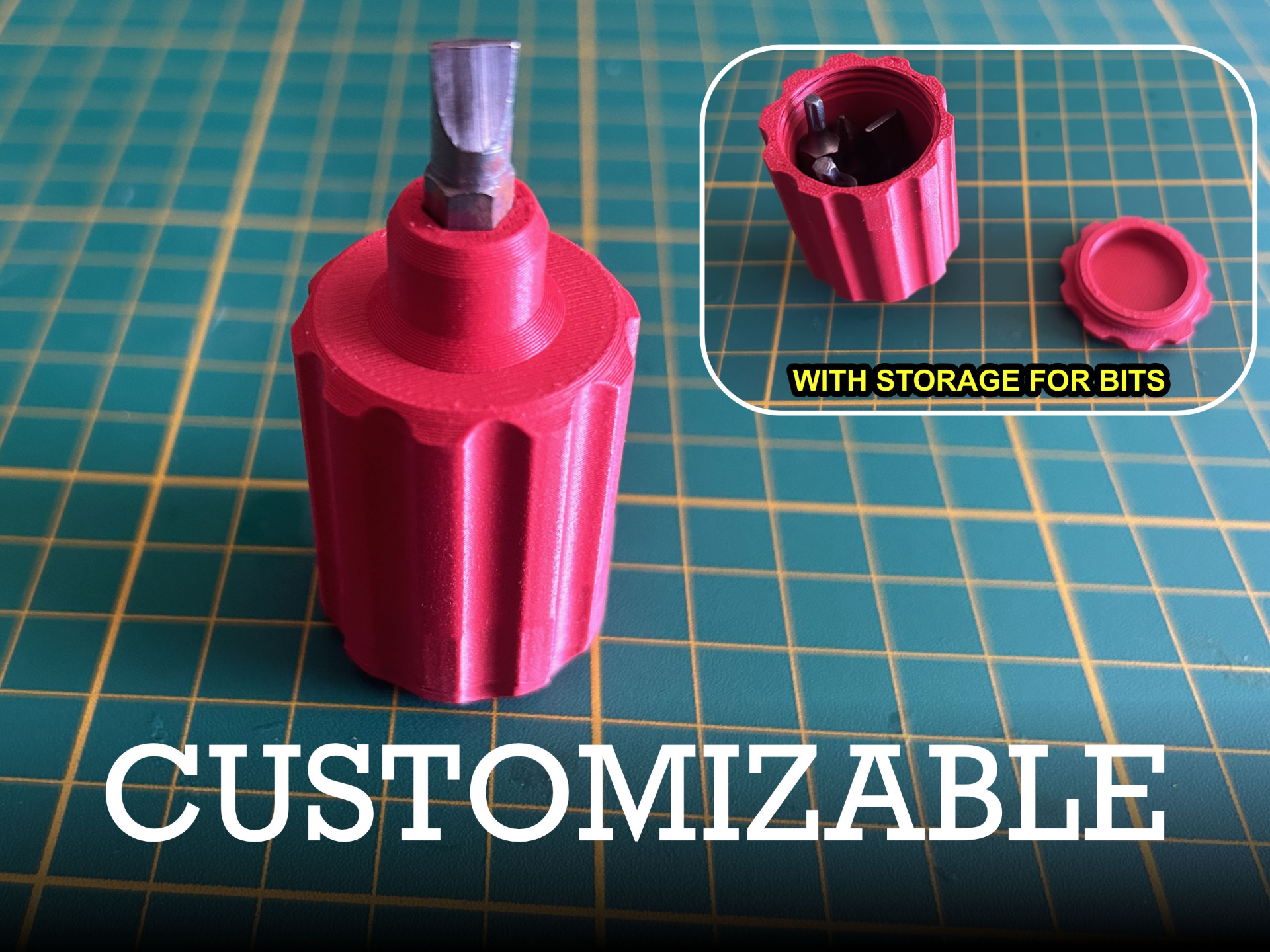Bit handle with storage - customizable