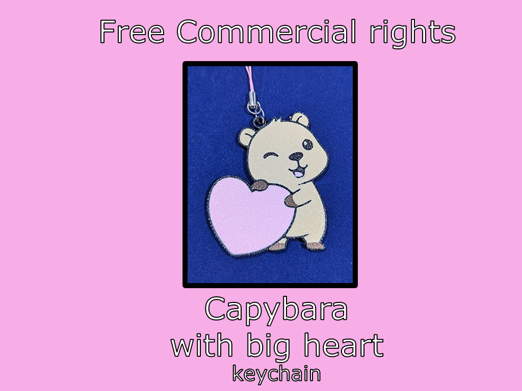Capybara with bigh heart keychain