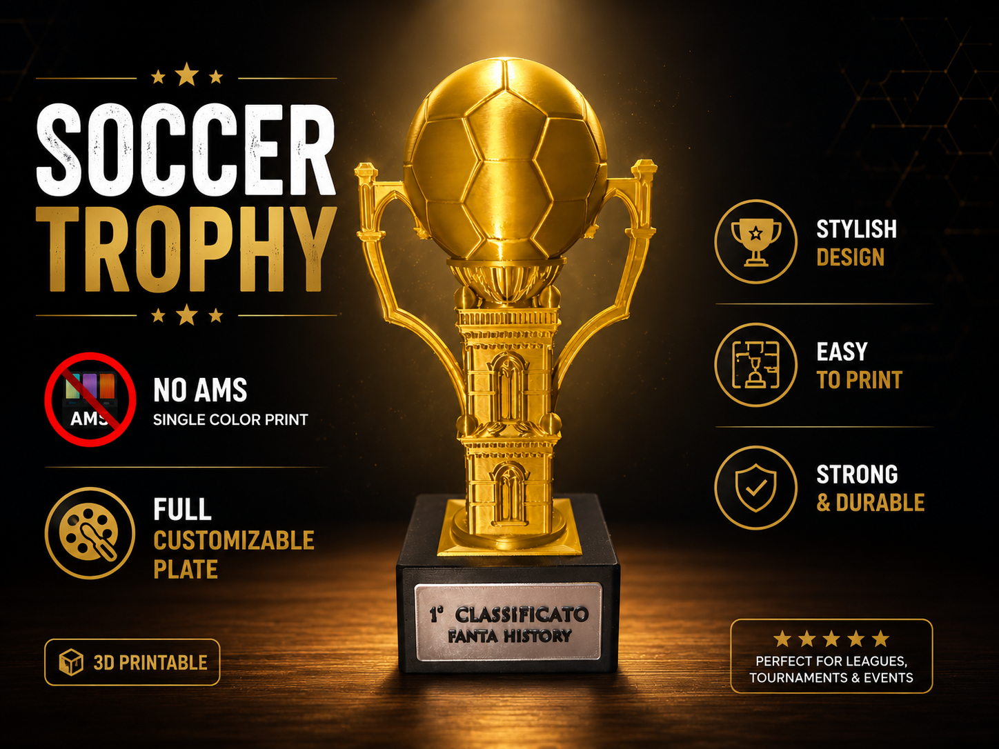 Roman Style Soccer Trophy
