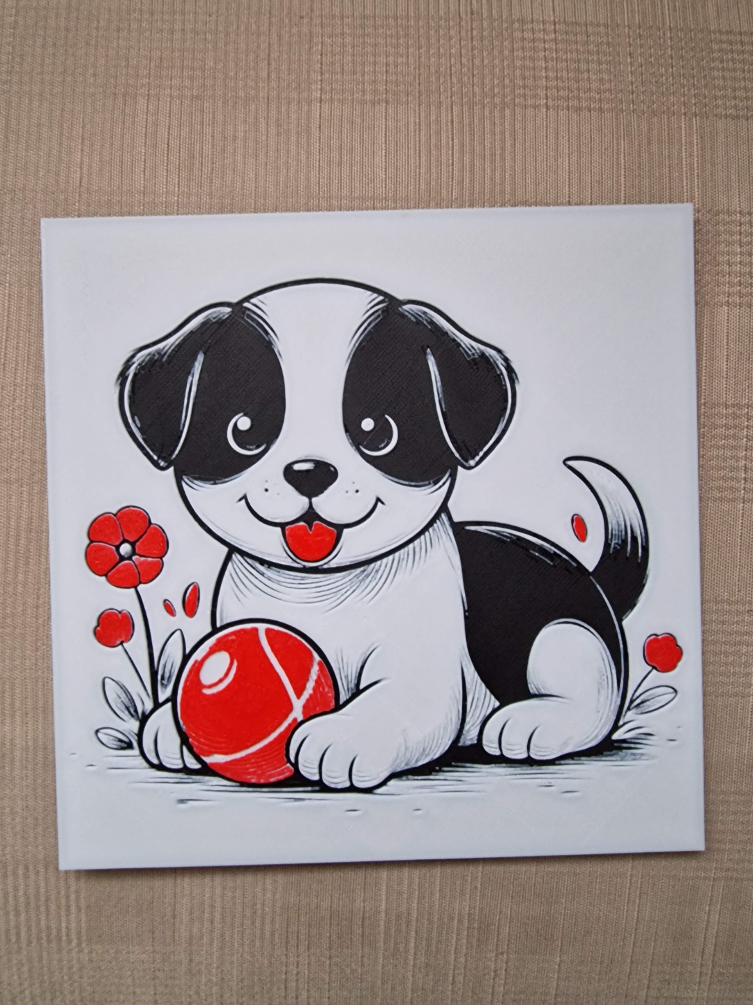Cute dog with red ball