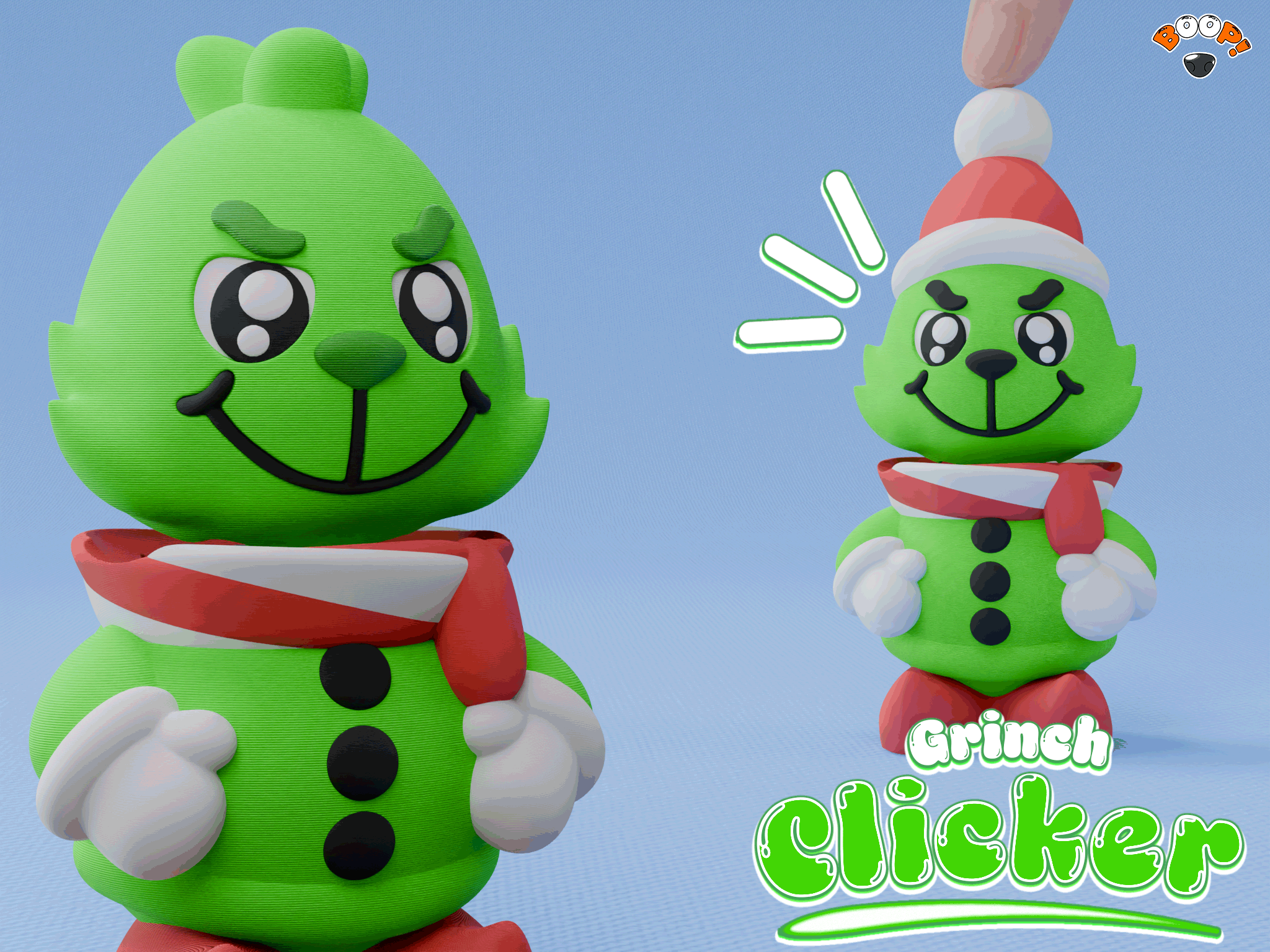 Cute Christmas Grinch Fidget Clicker + Keychain