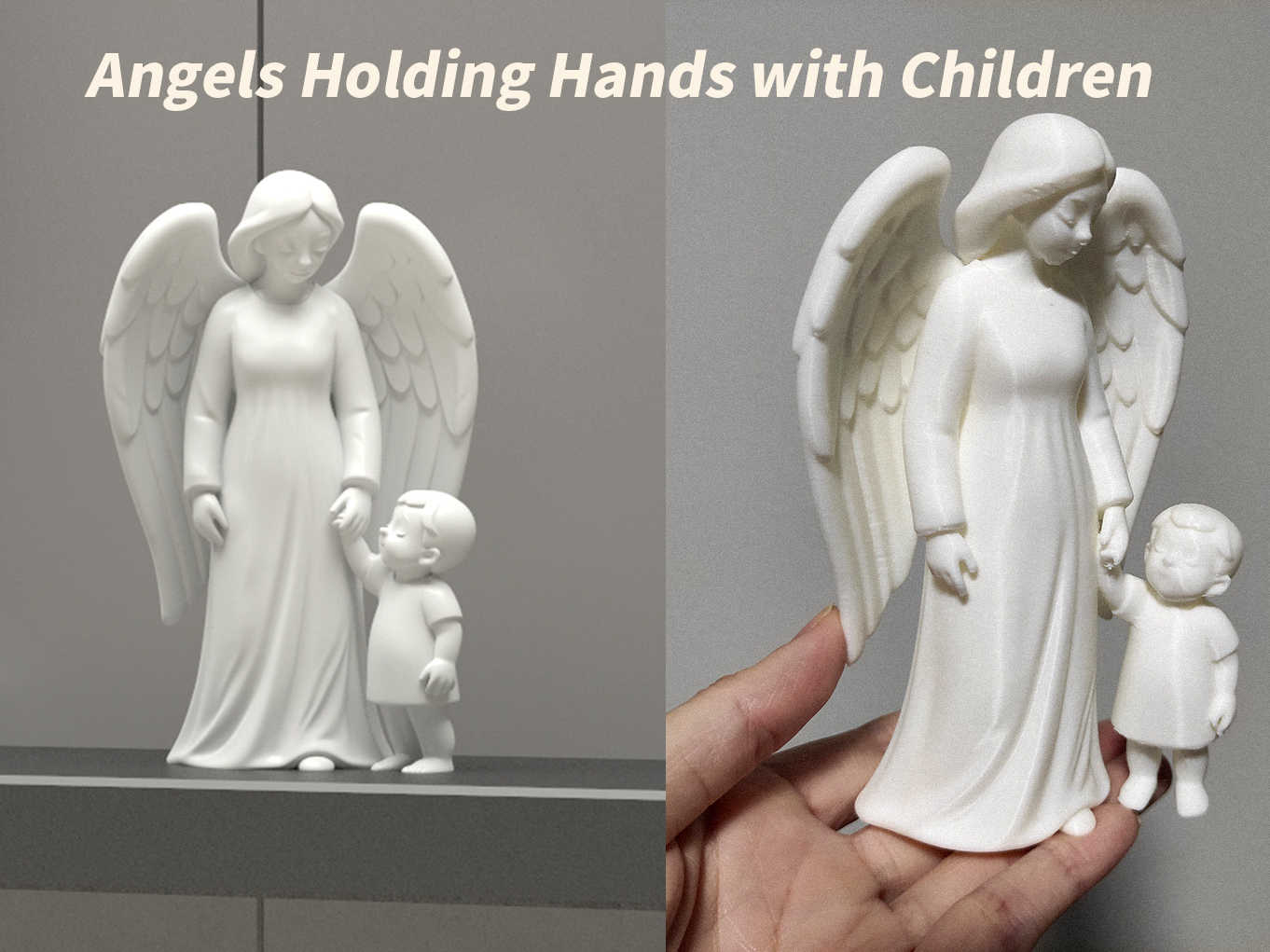 Angels Holding Hands with Children Sculptur